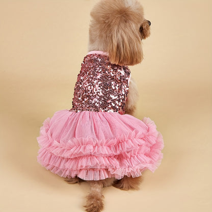 Pet Princess Tutu Dress with Sequin Embellishments