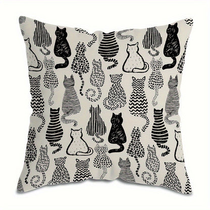 Contemporary Cat-Themed Decorative Throw Pillow Cover