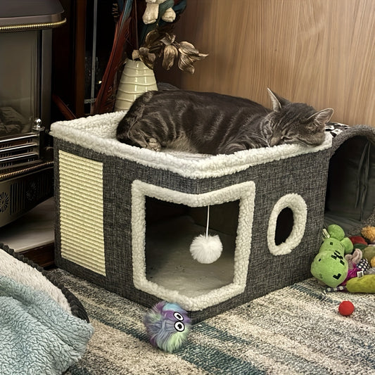 Double Layered Luxury Cat Bed for Indoor Cats – Ultimate Comfort & Style