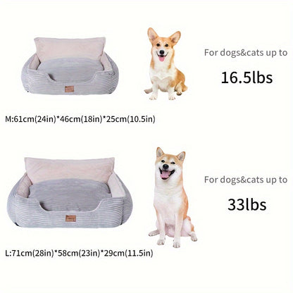 Cozy Corduroy PET Bed with Removable Cushion