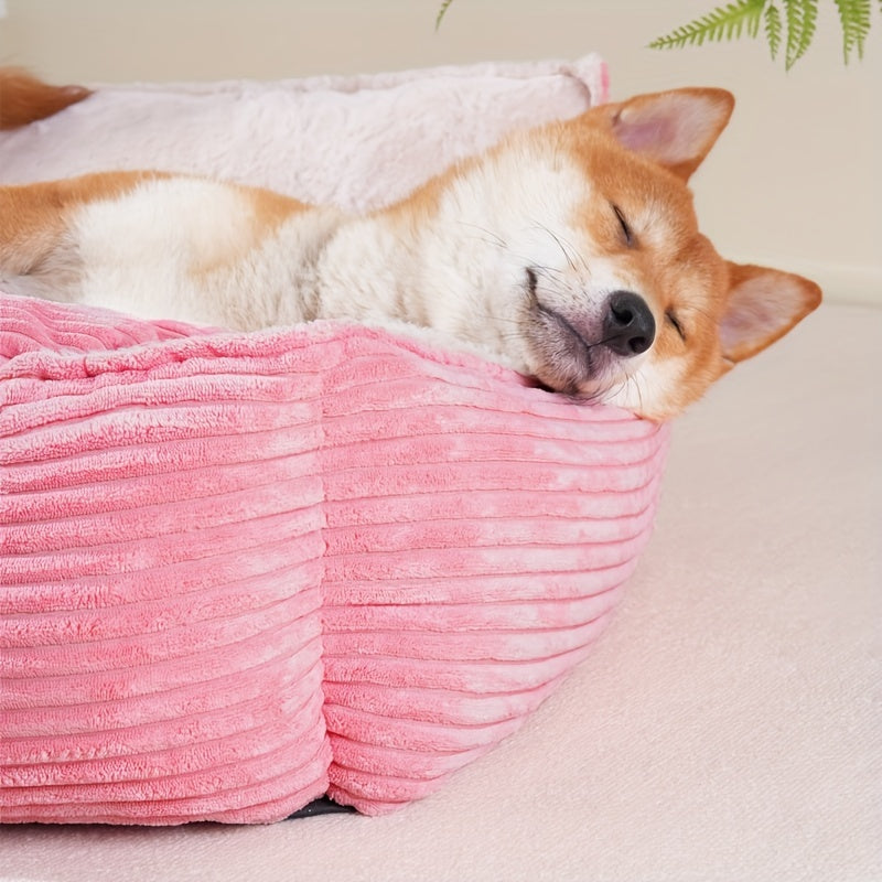 Cozy Corduroy PET Bed with Removable Cushion