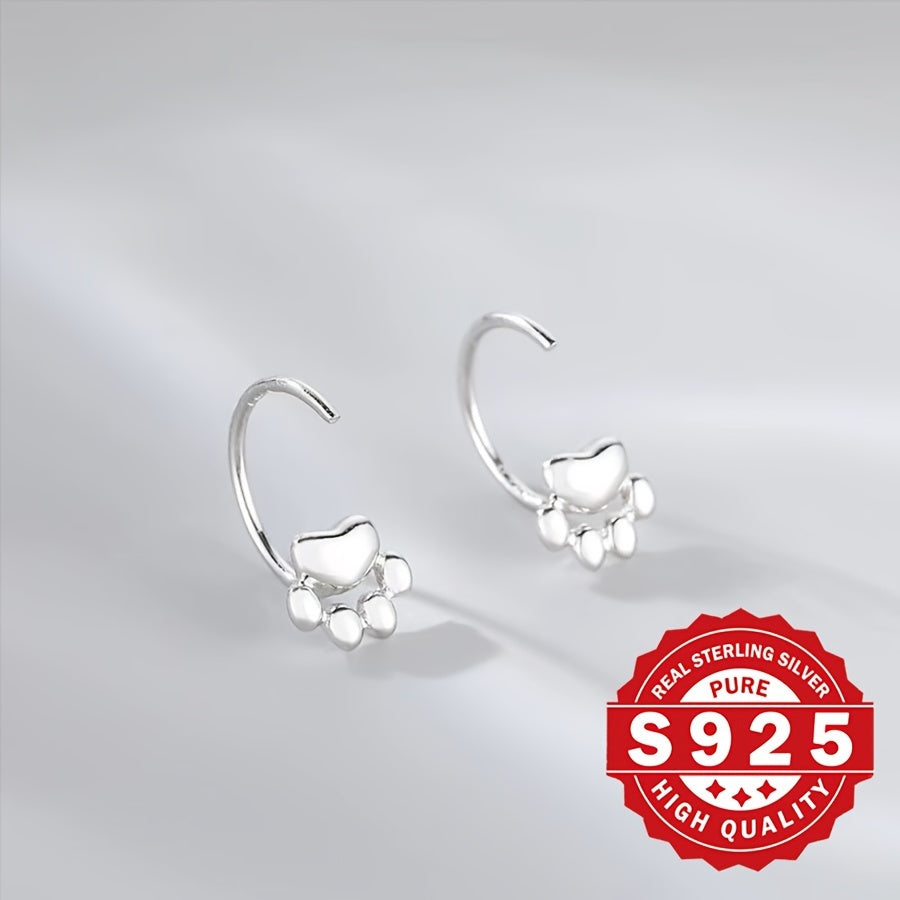 925 Sterling Silver Cute Pet Paw Prints Stud Earrings – Simply Stylish & Delightfully Charming