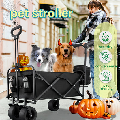 Foldable Collapsible Portable Wagon Cart – 330LBS Capacity for Pets & Outdoor Adventures