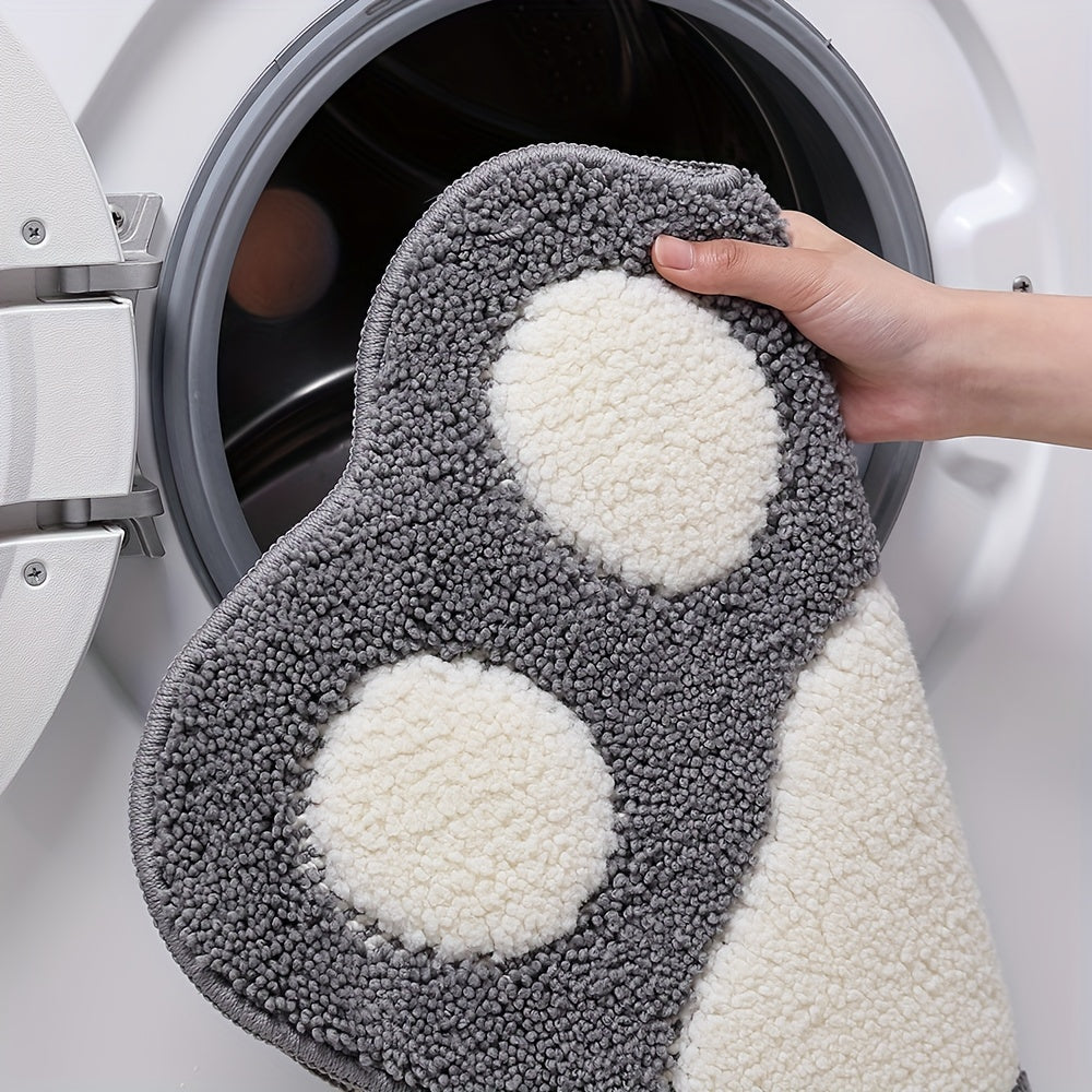 Ultra-Soft Flocked Bath Mat – Non-Slip, Absorbent & Machine Washable with Cute Paw Print Design for Bathroom Decor