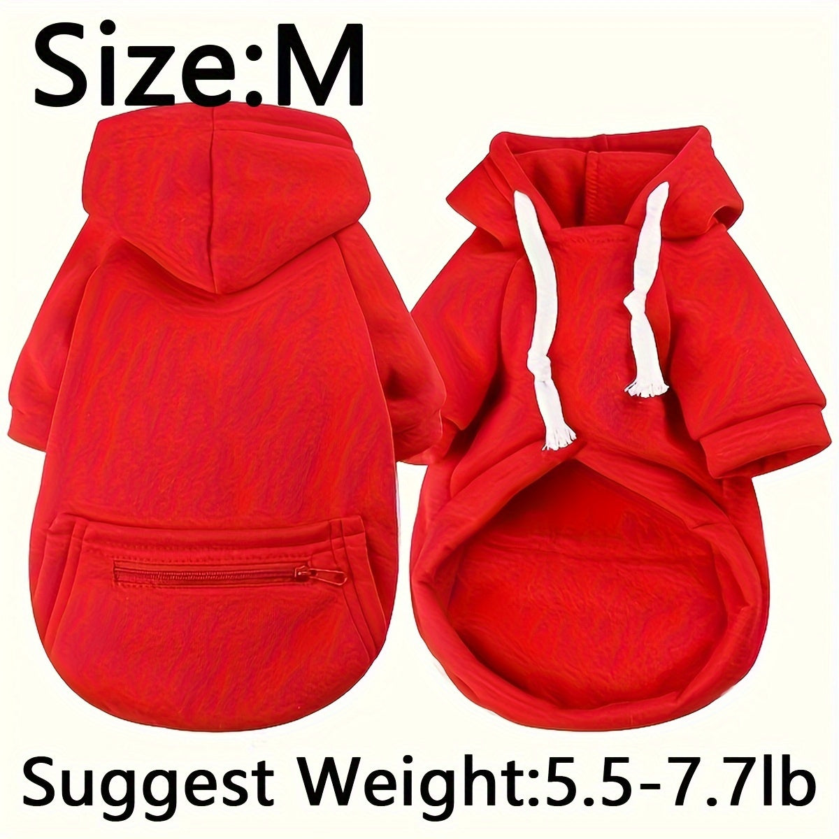 Cozy Red Pet Hoodie with Zipper Pocket – Stylish Comfort for Your Furry Friend