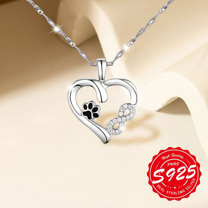 S925 Sterling Silver Women's Cat Claw Infinite Love Necklace – A Perfect Gift for Pet Lovers