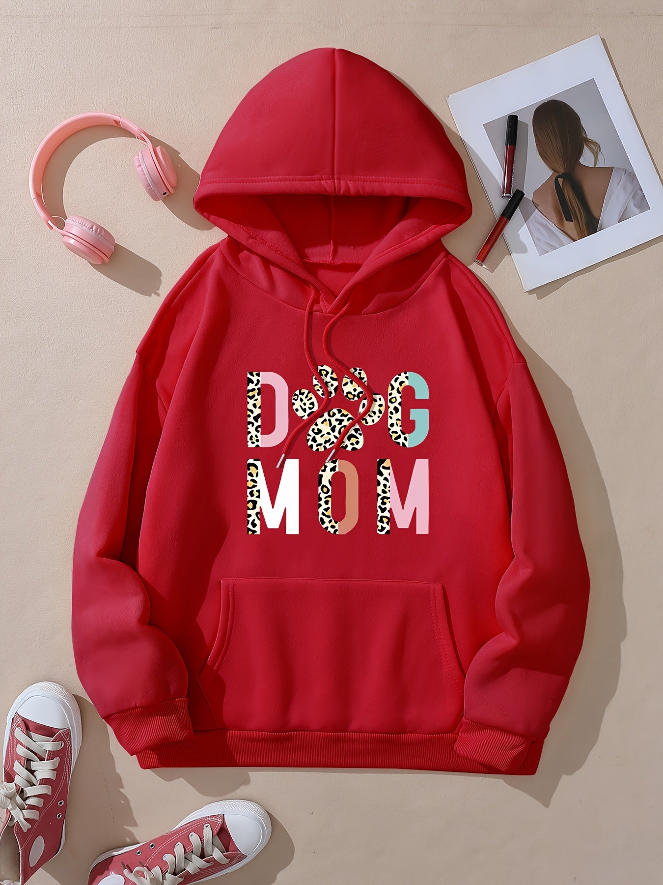 Stylish Dog Mom Print Hoodie - Perfect for Everyday Comfort and Style