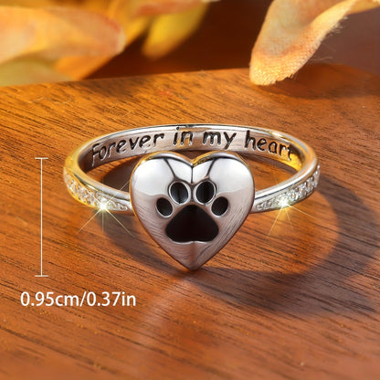 Boho Style 925 Sterling Silver Heart Pet Memorial Ring – A Timeless Tribute