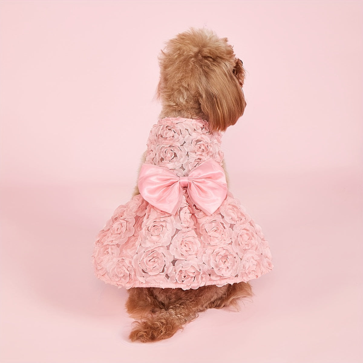 Pet Wedding Sleeveless Rose Full Body Dress for Dogs