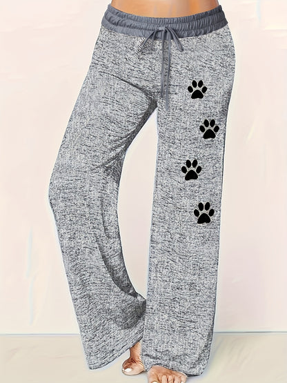 Plus Size Women's Athletic Jogger Pants with Cartoon Paw Print – Stylish & Comfortable for All Seasons