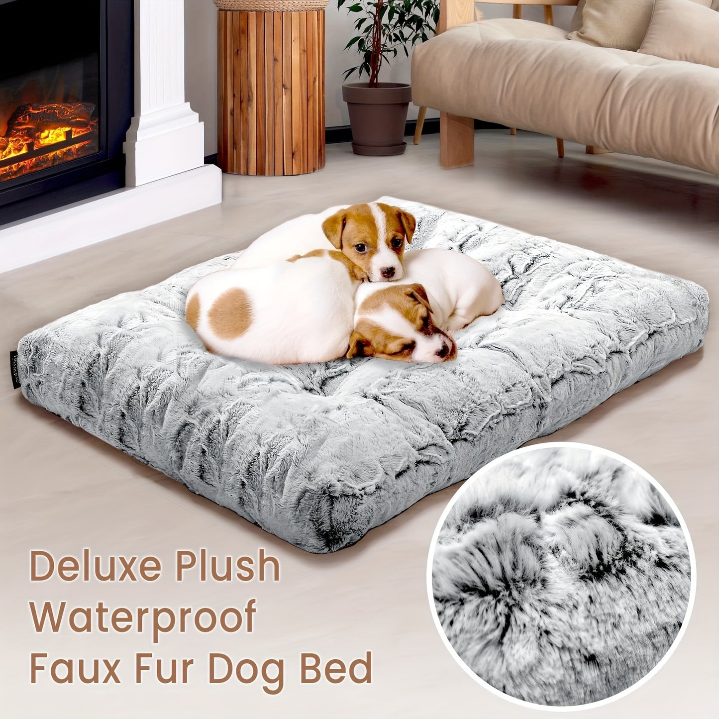 Bulldog & Labrador Haven – Cozy Fur Medium Dog Bed