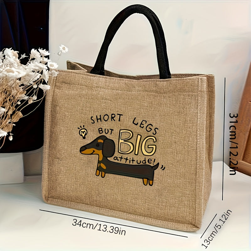 Vibrant Dachshund Cartoon Tote Bag – The Perfect Pet-Lover’s Companion