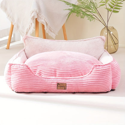 Cozy Corduroy PET Bed with Removable Cushion