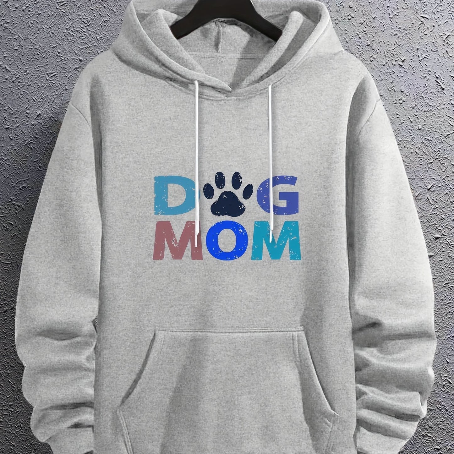 "DOG MOM" Letter Print Long Sleeve Hoodie Sweatshirt – Casual Sports & Fashionable Streetwear