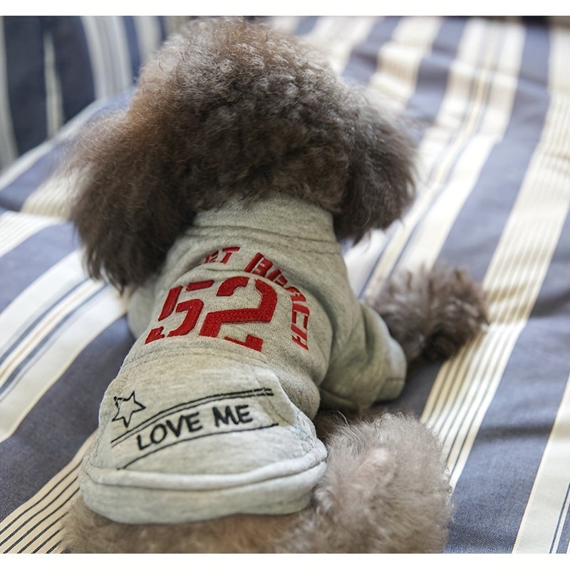 Stay Warm and Stylish: Gray Dog Sweatshirt with Pocket