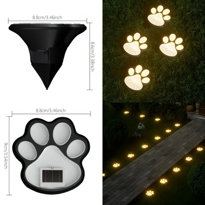 4-Pack Solar Powered Paw Print Lawn Lights – LED Garden Path Lighting