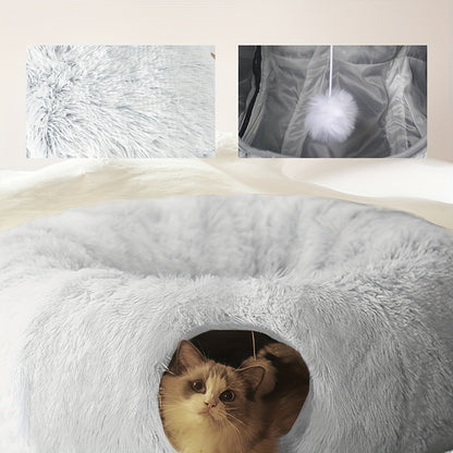 Warm Plush Cat and Dog Tunnel Bed - Large Tube Playground for Pets