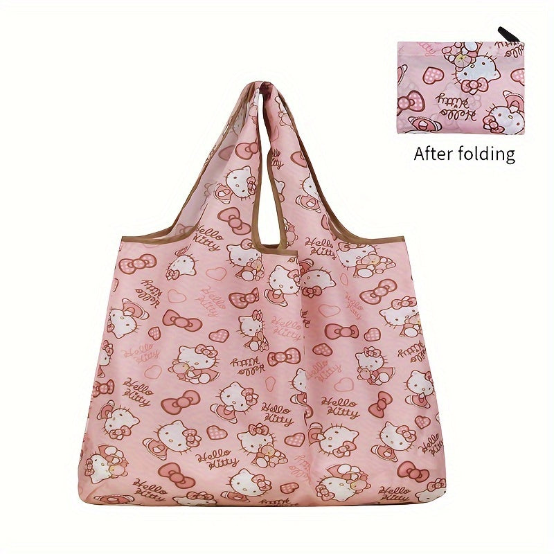 Hello Kitty Portable Waterproof Foldable Tote Bag - Large Reusable Shopping Bag