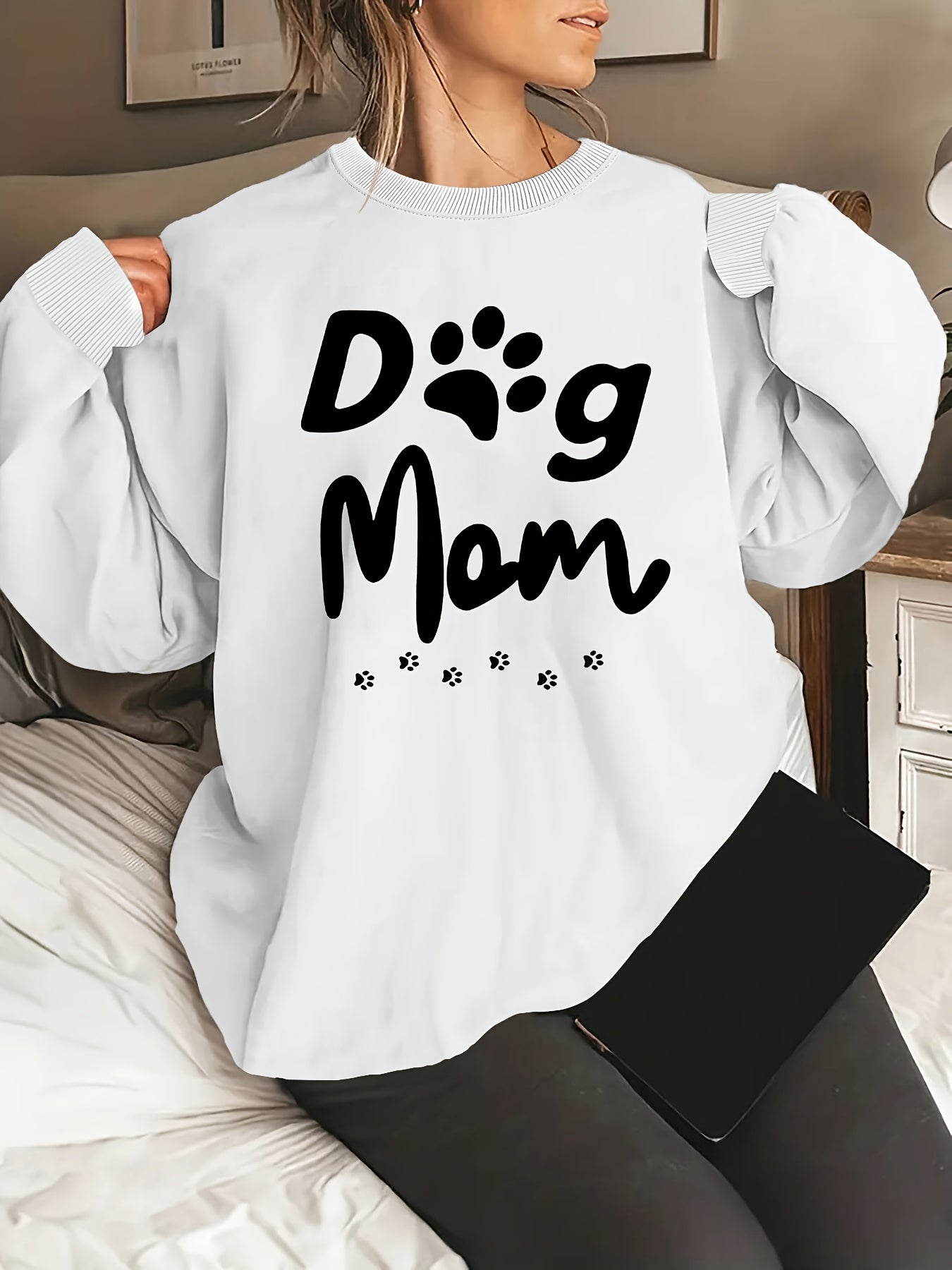 Cozy "Dog Mom" Women's Crew Neck Sweatshirt