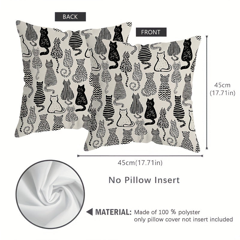 Contemporary Cat-Themed Decorative Throw Pillow Cover