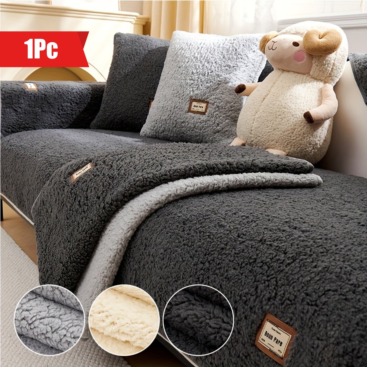 Thickened Plush Sherpa Sofa Cushion – Dog-Friendly Sofa Cover for Ultimate Comfort