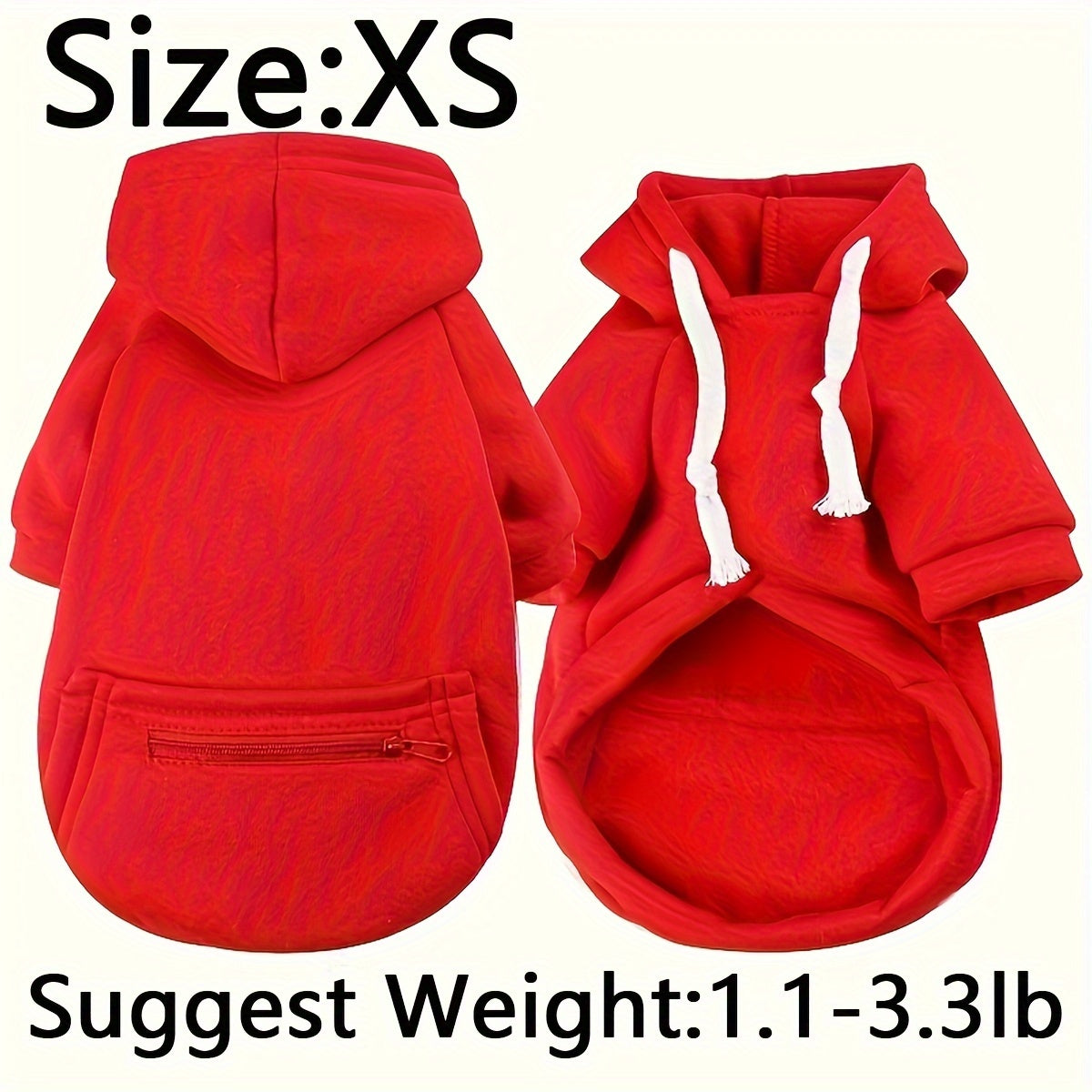 Cozy Red Pet Hoodie with Zipper Pocket – Stylish Comfort for Your Furry Friend