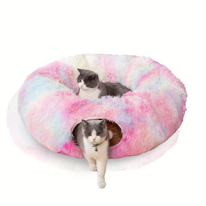 Warm Plush Cat and Dog Tunnel Bed - Large Tube Playground for Pets