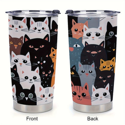 20oz Cute Cat Print Stainless Steel Travel Mug – Stylish, Durable, and Insulated