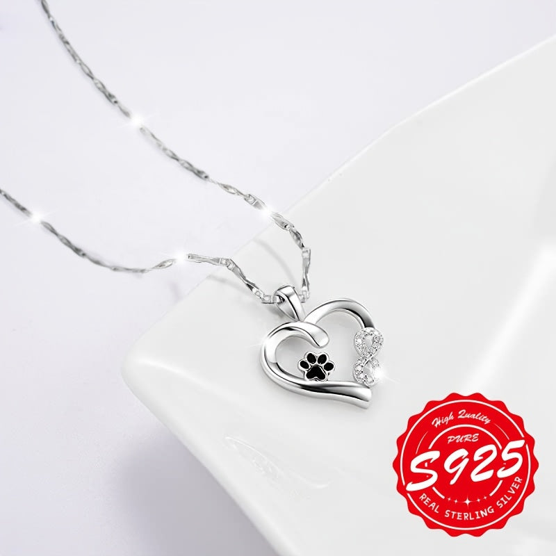 S925 Sterling Silver Women's Cat Claw Infinite Love Necklace – A Perfect Gift for Pet Lovers