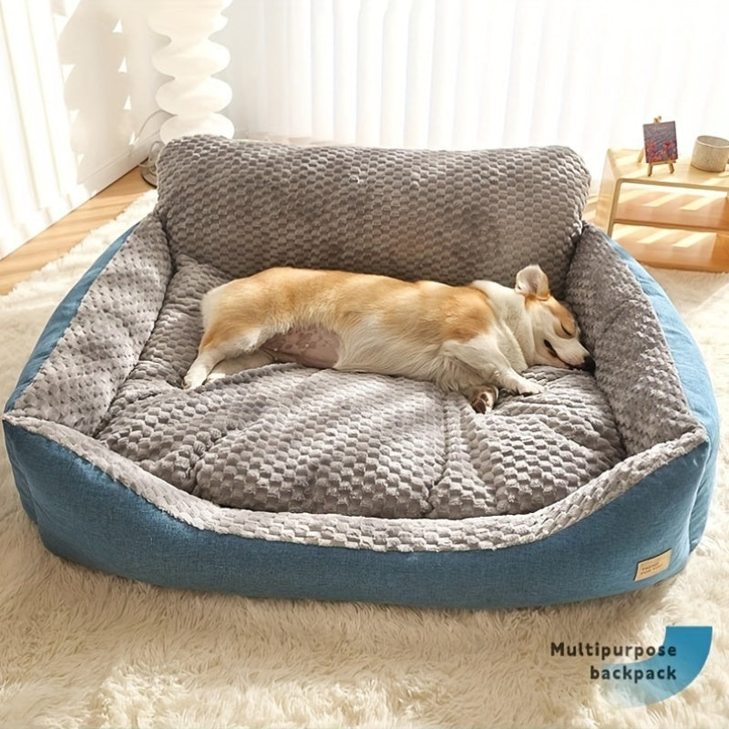 Luxury Geometric Dog Sofa Bed – High Back Design Pet Couch for All Seasons