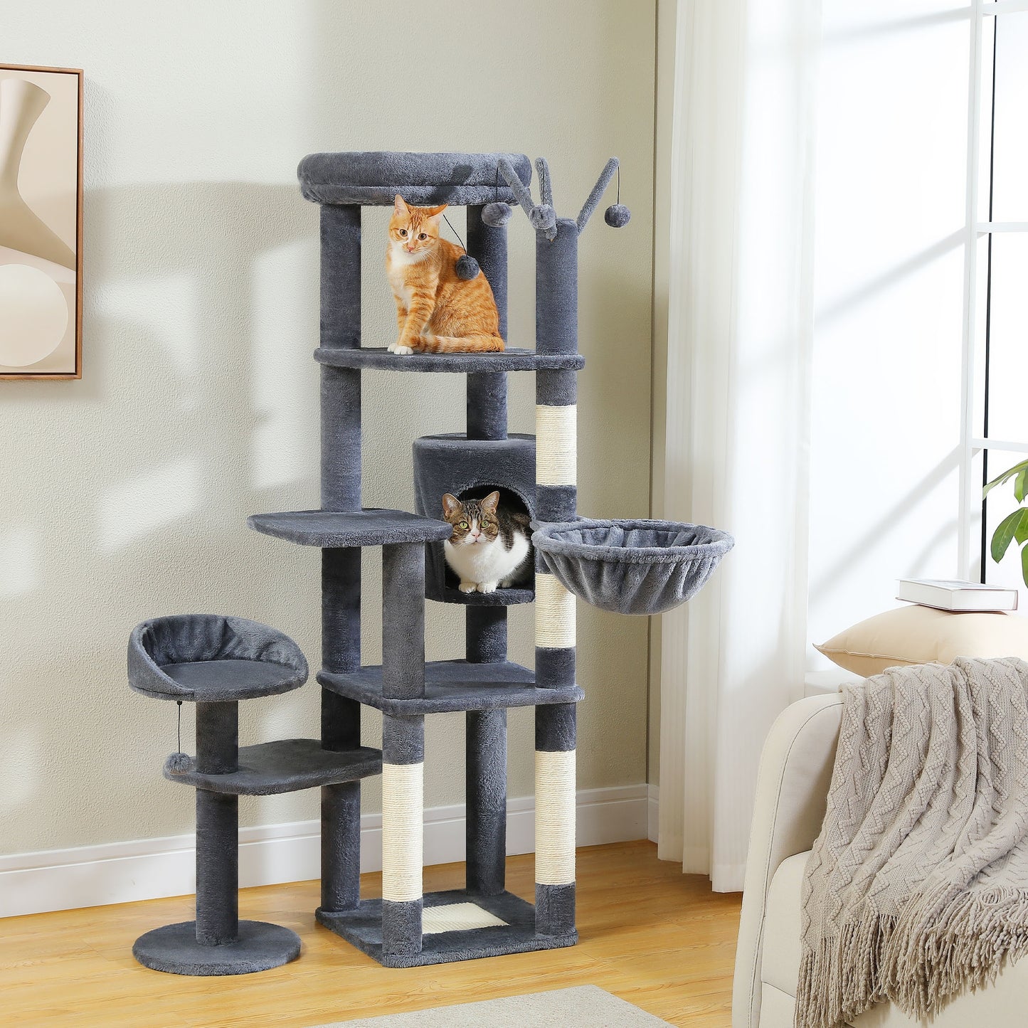 59" Flower Cat Tree – Multi-Level Fun for Indoor Cats