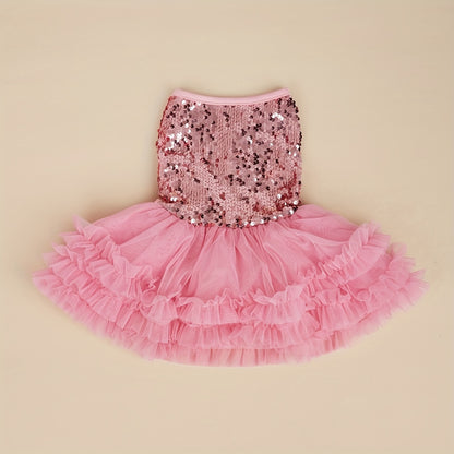 Pet Princess Tutu Dress with Sequin Embellishments