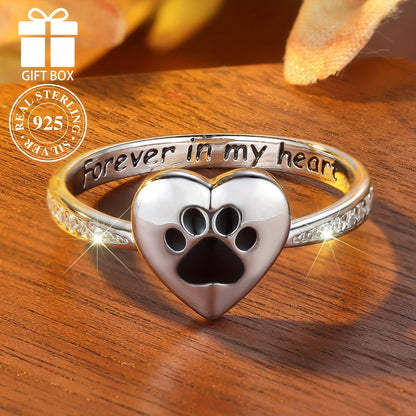 Boho Style 925 Sterling Silver Heart Pet Memorial Ring – A Timeless Tribute