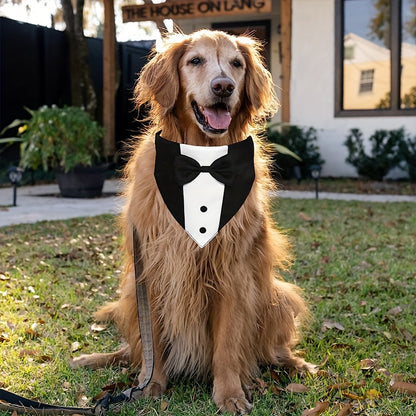 Dog Tuxedo Suit with Wedding Bandana Collar & Bow Tie