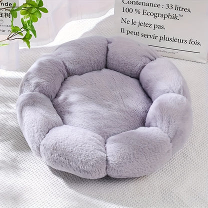 Cozy Round Plush Pet Mat For Small to Medium Dogs & Cats - Soft Fleece Bed With Non-Slip Bottom, Cute Floral Design