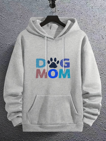 "DOG MOM" Letter Print Long Sleeve Hoodie Sweatshirt – Casual Sports & Fashionable Streetwear