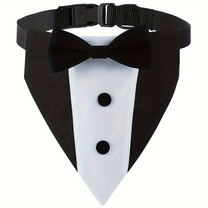 Dog Tuxedo Suit with Wedding Bandana Collar & Bow Tie