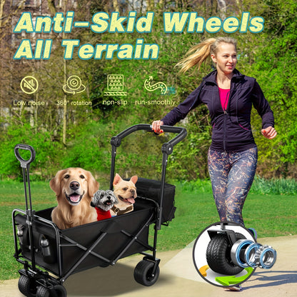 Foldable Collapsible Portable Wagon Cart – 330LBS Capacity for Pets & Outdoor Adventures