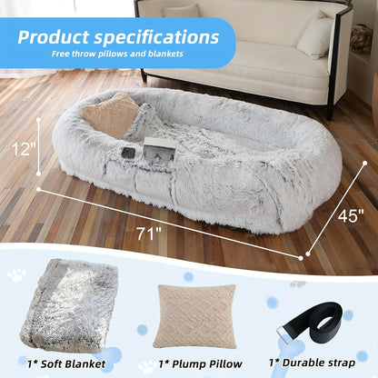 Human Dog Bed – Oversized Faux Fur Dog Bed for Pets and People